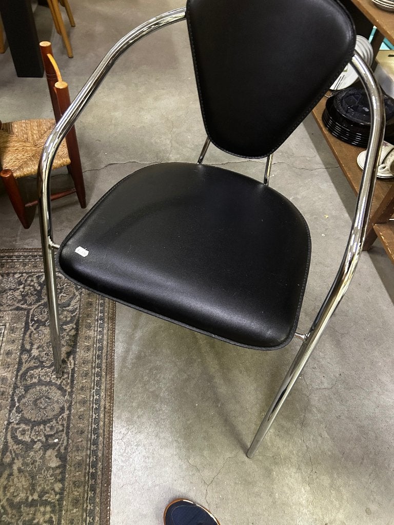 Vintage design stoelen arrben Italië, Gebruikt, Twee, Zwart, Leer