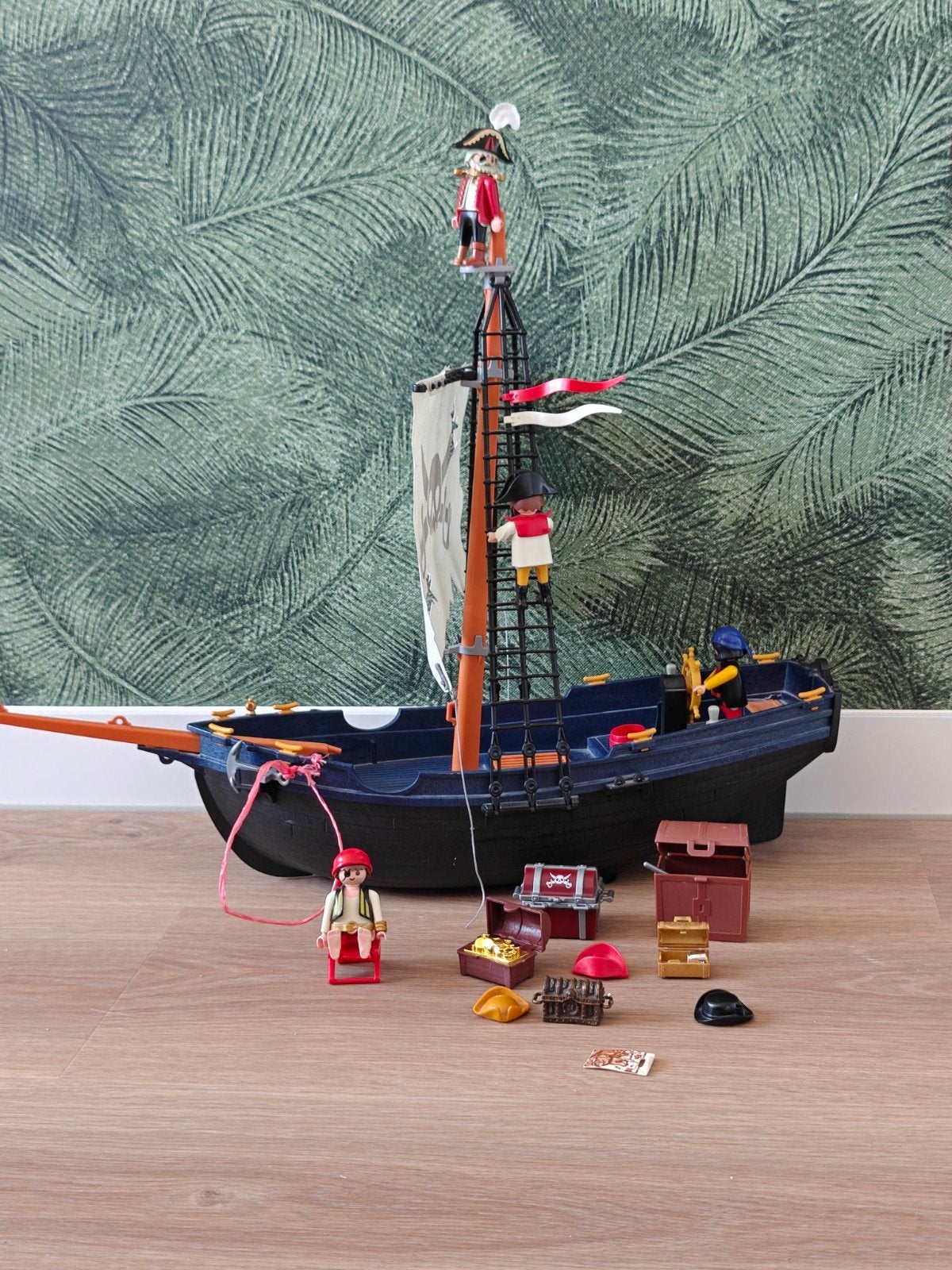 Playmobil piratenschip, incl veel poppetjes, Ophalen of Verzenden, Zo goed als nieuw, Complete set, Boot/Schip