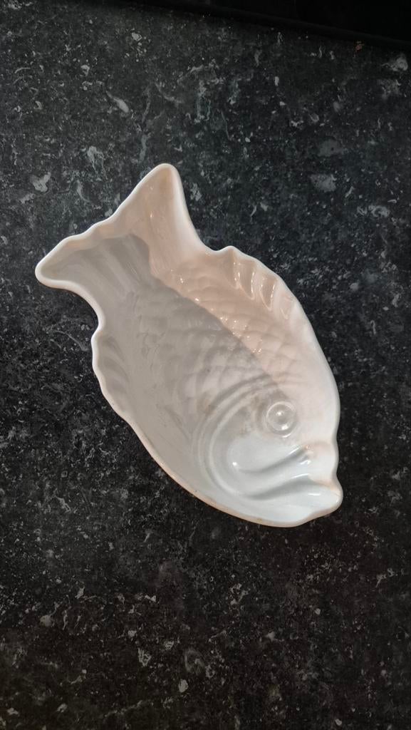 Vintage Witte Visschaal Puddingvorm, Antiek en Kunst, Ophalen