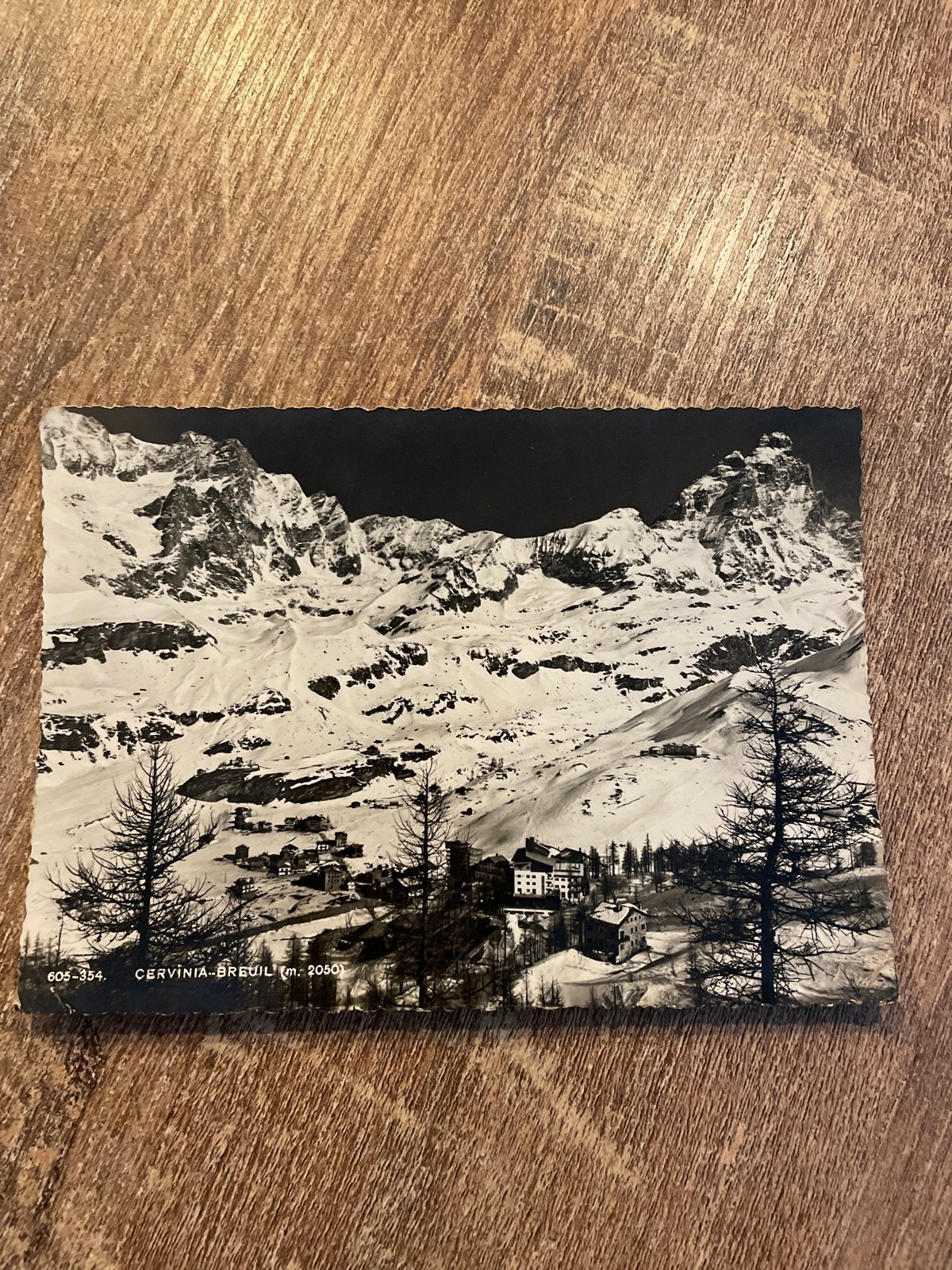 Oude ansichtkaart Cervinia-Breuil (m. 2050) Italië 1957, Ophalen of Verzenden, 1940 tot 1960, Gelopen, Italië