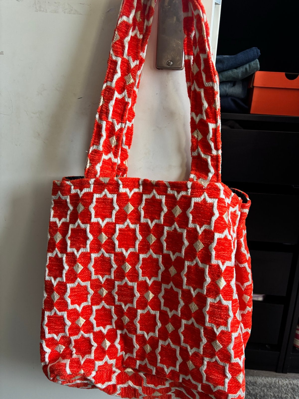 Unieke Marokkaanse tas - Handgemaakt in Marrakesh, Ophalen of Verzenden, Zo goed als nieuw, Rood, Shopper