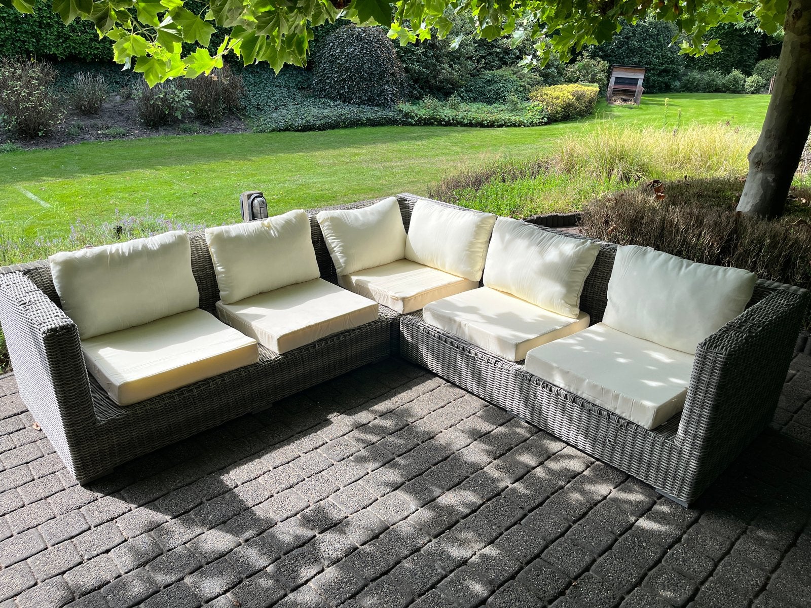 Loungebank met kussens - loungeset 240x240, Ophalen, 5 zitplaatsen, Gebruikt, Loungeset