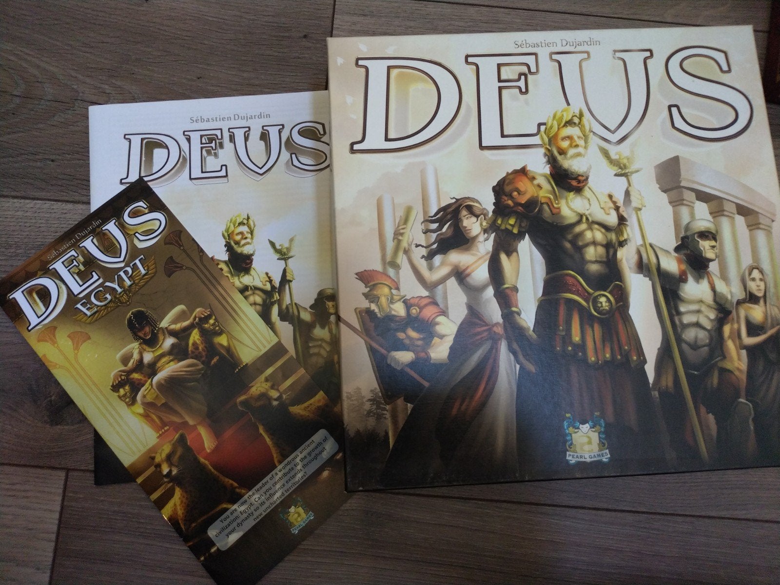 Deus bordspel + Deus Egypt uitbreiding, Drie of vier spelers, Ophalen of Verzenden, Zo goed als nieuw, Pearl Games