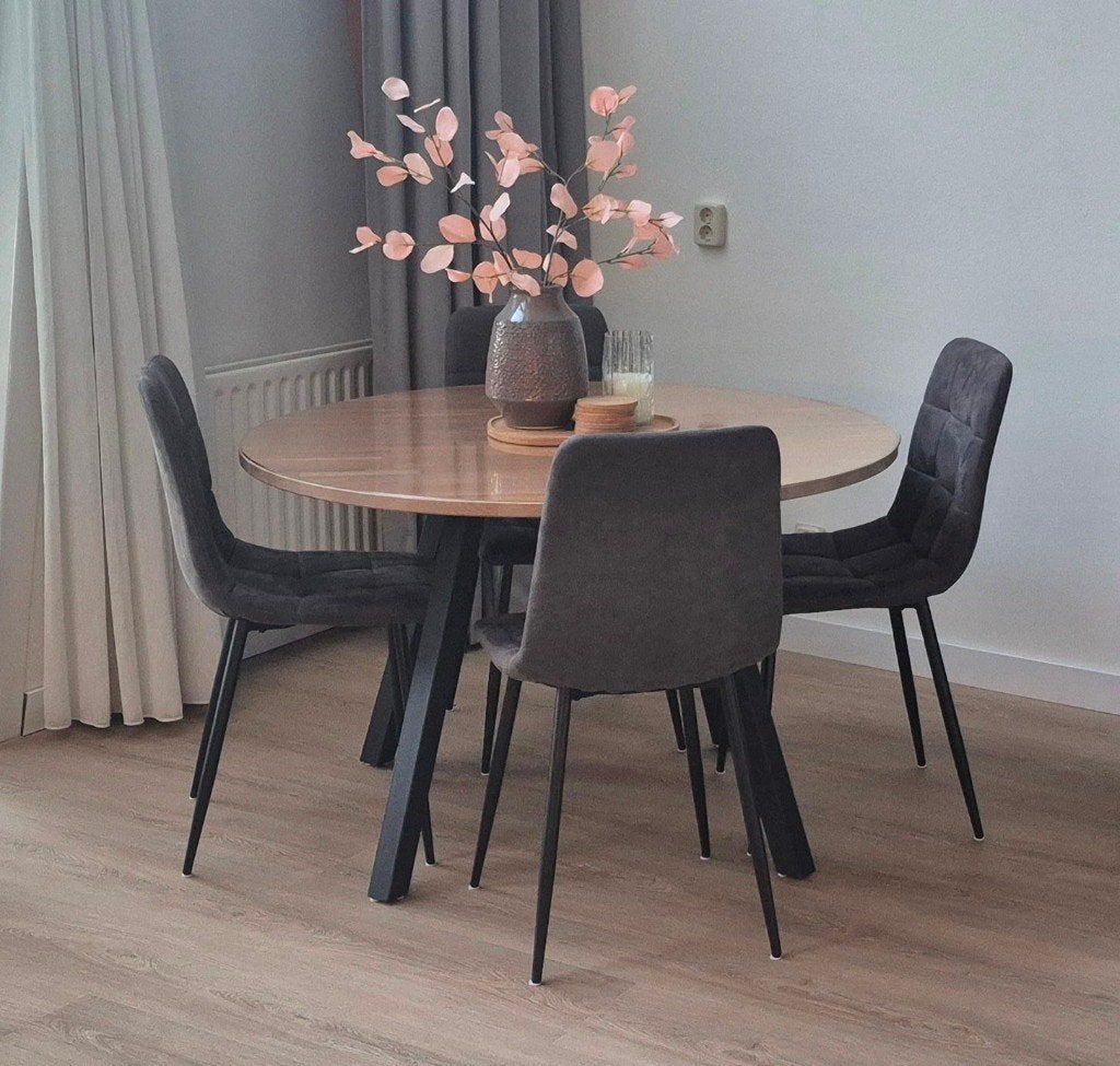 Ronde houten eettafel 120 cm, Huis en Inrichting, Ophalen, Scandinavisch, minimalistisch, Gebruikt, Rond
