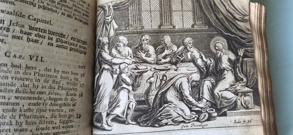 Prent bijbel uit 1716, 65 fraaie gravures, Ophalen of Verzenden