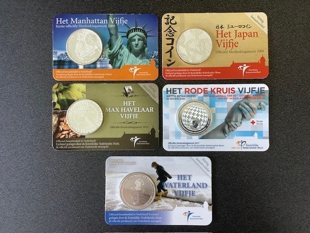 Nederland , diverse coincards 5 euro munten., Postzegels en Munten, Munten | Nederland, Ophalen of Verzenden, Koningin Beatrix
