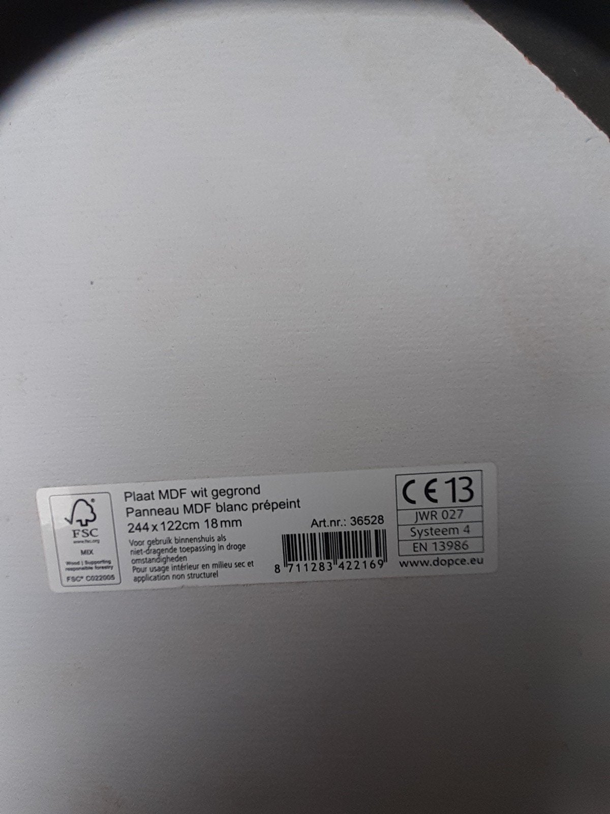 2 platen 18mm mdf 122x122 gegrond nieuw ., Ophalen, Nieuw