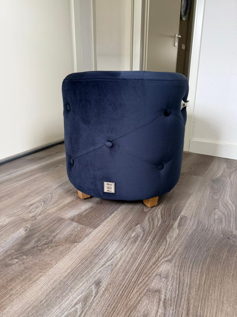 Riviera Maison Bowery Poef in nieuwstaat, Ophalen, Minder dan 50 cm, Rond, Zo goed als nieuw