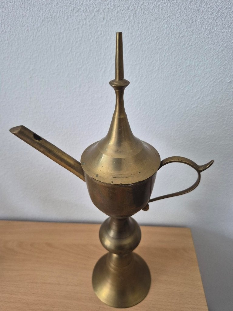 Messing olielamp  / snotneus ca. 31,5 cm hoog, Ophalen, Koper