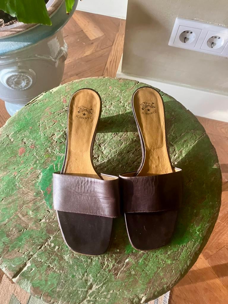 Mooie leren elegante sandalen van Pauw, Ophalen of Verzenden, Gedragen, Bruin, Instappers