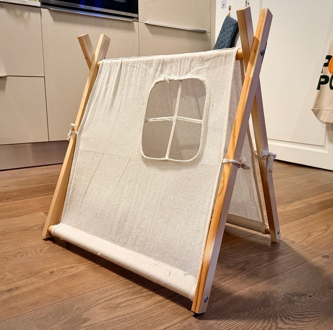Houten speeltent / tipi tent – naturel katoen, Ophalen