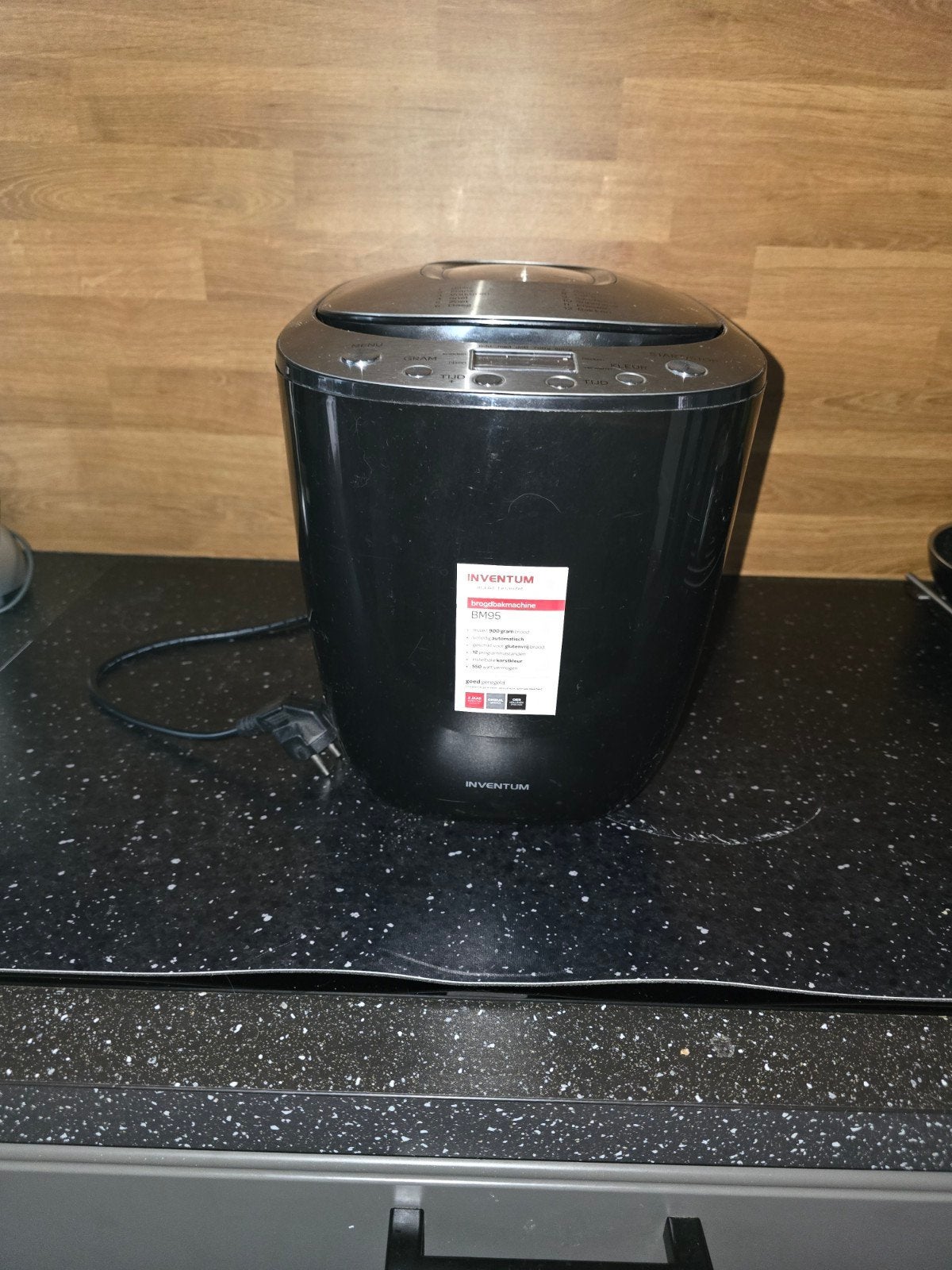 Inventum BM95 Broodbakmachine - Zilver/Zwart, Witgoed en Apparatuur, Met timer, Gebruikt, 800 tot 1200 gram deeg, Ophalen of Verzenden