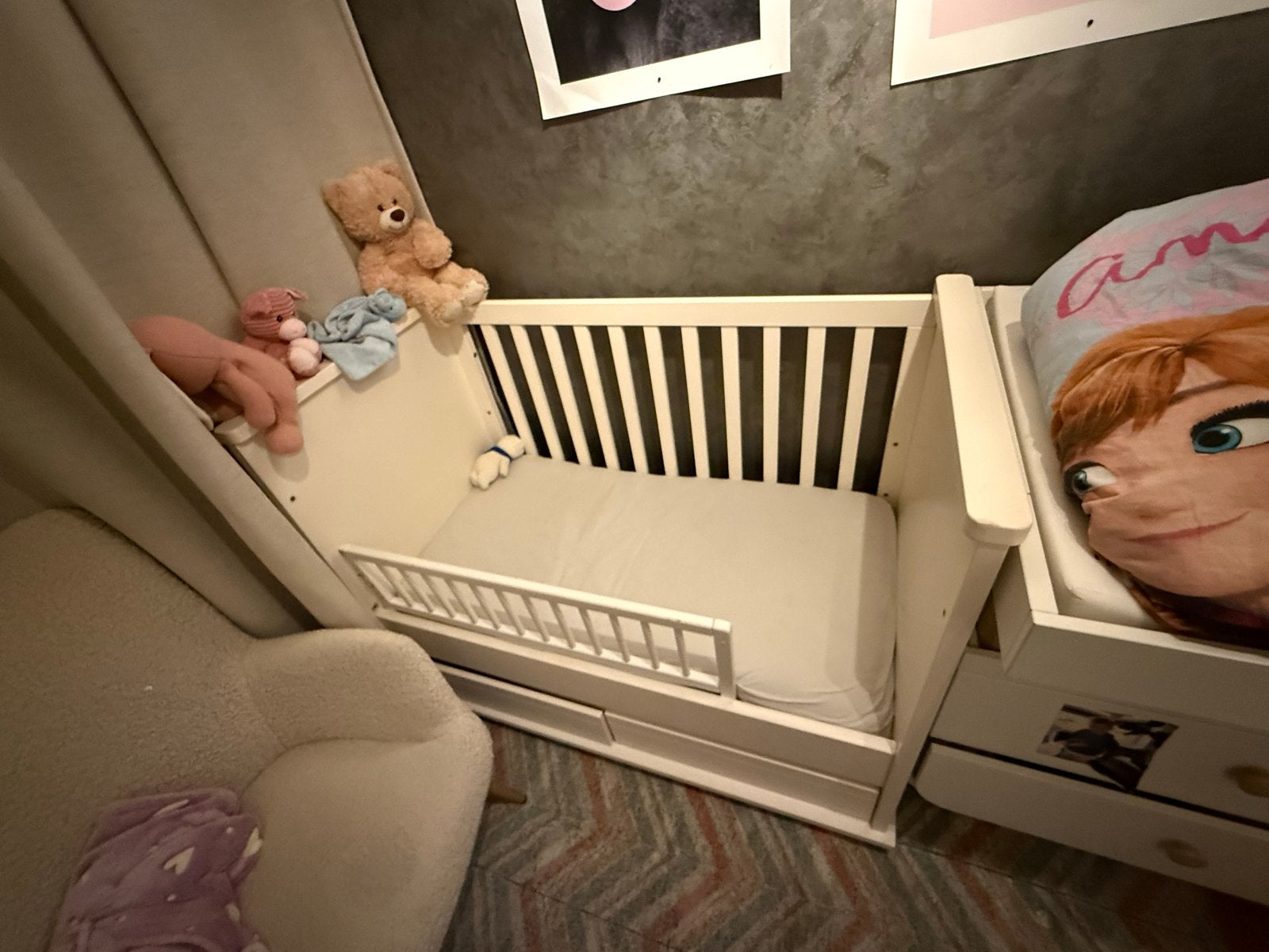 Babybed 120x60 met IKEA Myllra commode, Ophalen, Gebruikt, 70 tot 85 cm, Lattenbodem