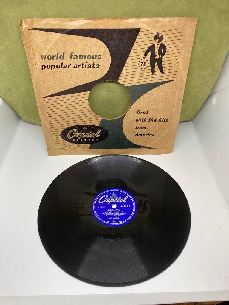 Vintage bakeliet grammofoonplaat, Tex Ritter (090822), Ophalen of Verzenden, Overige formaten
