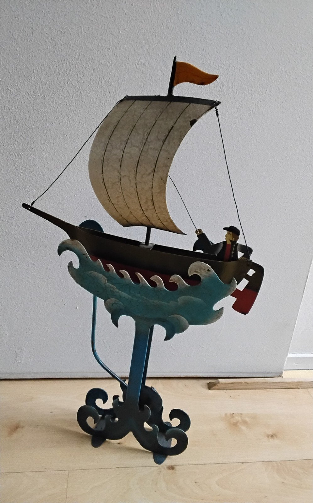Vintage Bewegende Zeilboot Decoratie - 58 cm Hoog, Ophalen