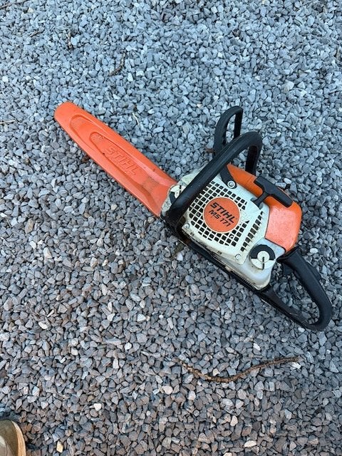 STIHL MS 171 benzine kettingzaag – goed werkend; ketting bot, Tuin en Terras, Ophalen, Gebruikt, Overige soorten, Stihl
