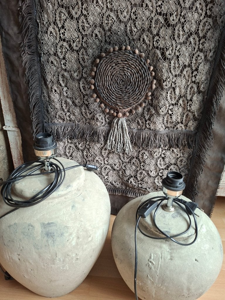 Landelijke bol lampenvoeten, Huis en Inrichting, Lampen | Tafellampen, Ophalen, E27 (groot), Zo goed als nieuw, Overige kleuren