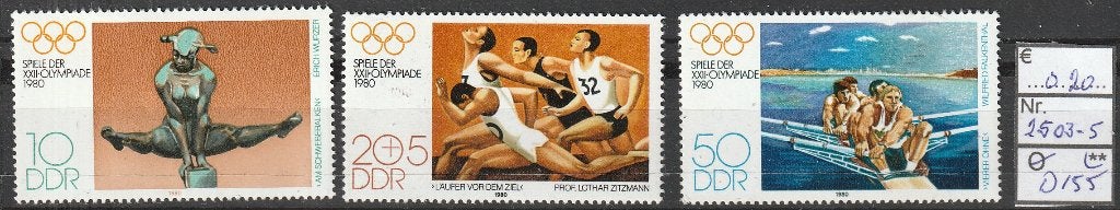 DDR Olympiade '80 Michel 2503-5 Nr.D155p, Postzegels en Munten, Verzenden, DDR, Postfris