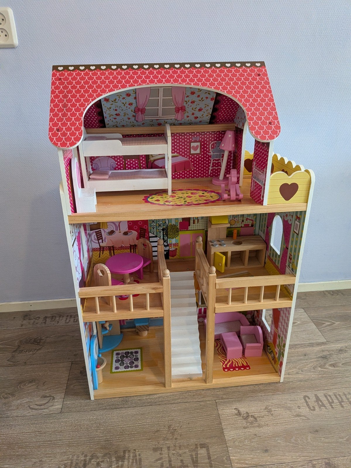 Groot houten poppenhuis met meubels, Ophalen, Gebruikt, Overige typen