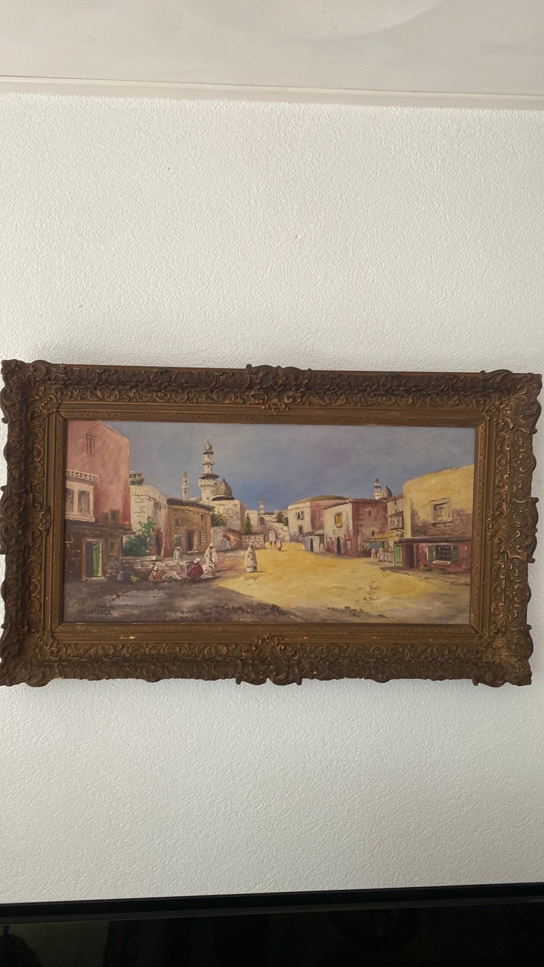 Orientaals schilderij, Doek, Expressionistisch, Ophalen of Verzenden, Bijzondere lijst
