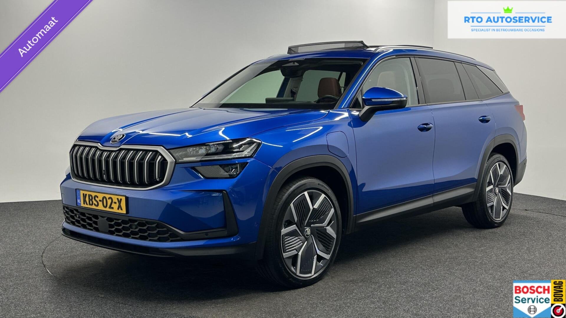 Skoda Kodiaq 1.5 TSI PHEV Sportline Business|Leer|Pano|Head, Auto's, Skoda, 4 cilinders, Met garantie (alle), Blauw, Leder