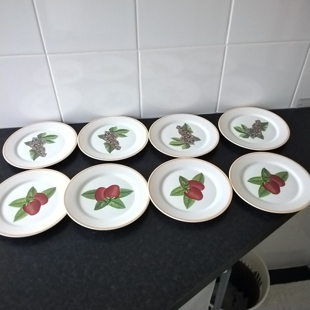 8x Bavaria Kronester Taart/Fruitbordjes met Fruitdecor, Ophalen of Verzenden