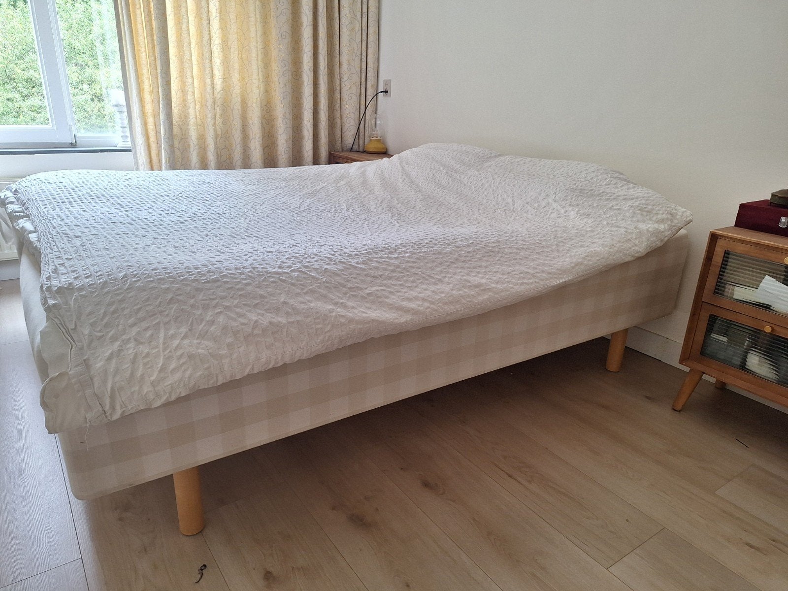 Hästens Boxspring 180x210 beige met originele topper, Ophalen, Gebruikt, Tweepersoons, 180 cm