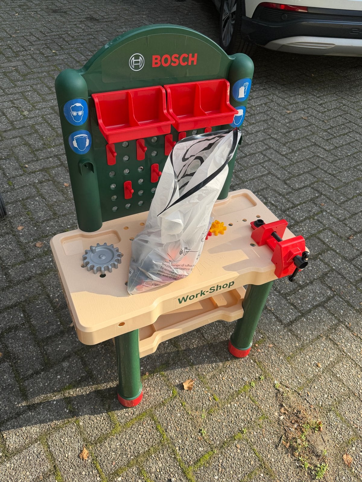 Bosch Work-Shop speelgoed werkbank met gereedschap, Ophalen, Gebruikt, Bouwen