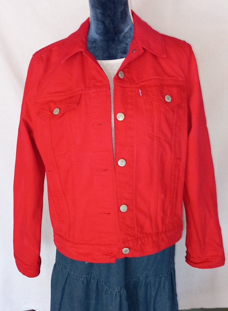 Rood Levi's spijkerjack maat L, Maat 42/44 (L), Ophalen of Verzenden, Zo goed als nieuw, Jasje