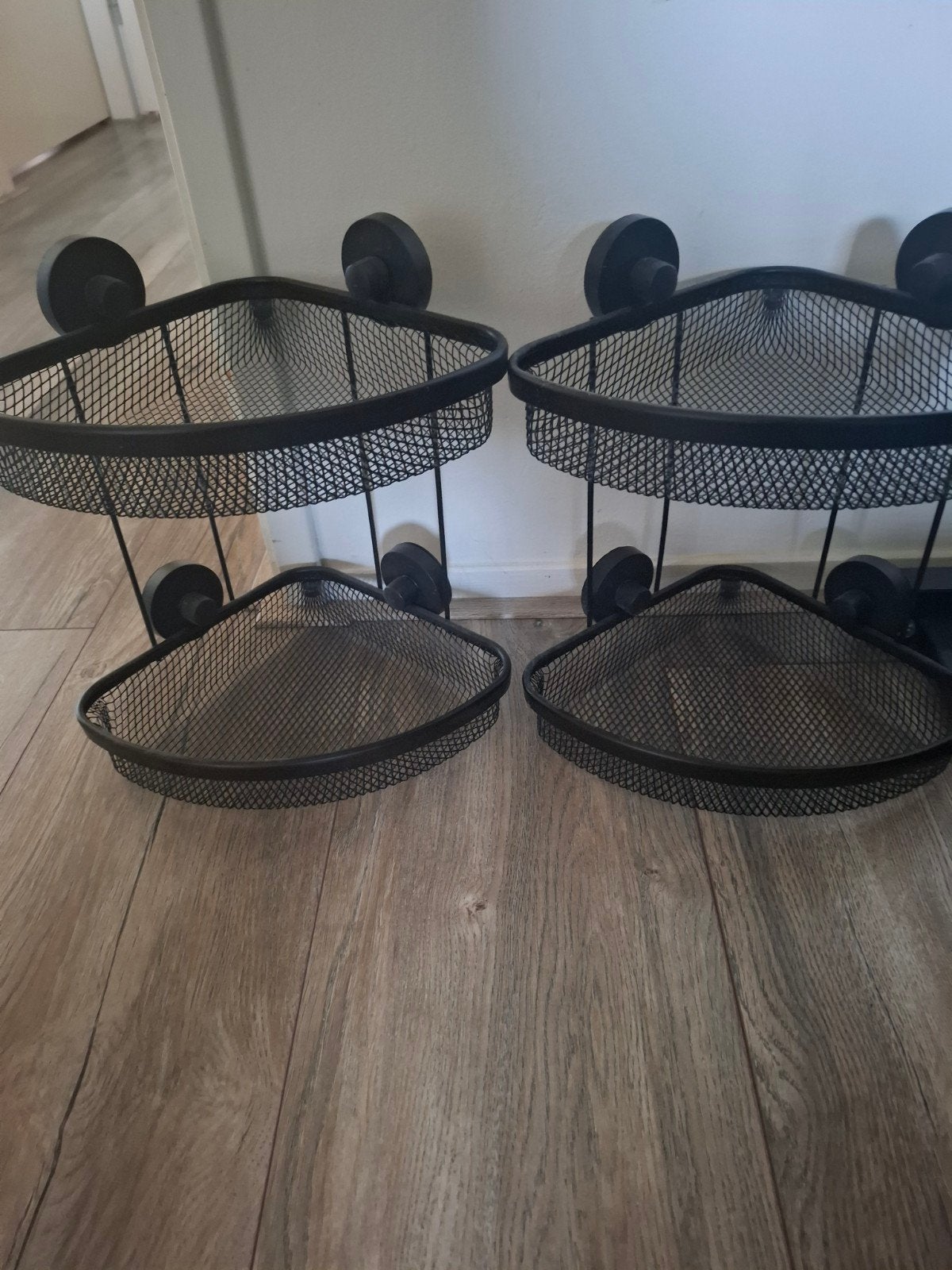 Zwarte hoekdouchemandjes (2 stuks), Ophalen of Verzenden, Zo goed als nieuw, Zwart, Douche-accessoire