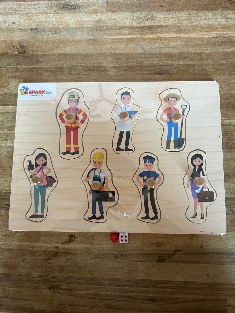 Houten knoppuzzel beroepen Spark Toys (nieuw in plastic), Nieuw, Ophalen of Verzenden, Van hout, Minder dan 10 stukjes