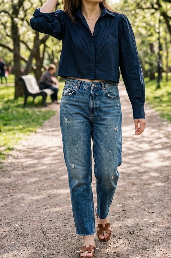 ANNEMOU donkerblauwe blouse, Ophalen of Verzenden, Zo goed als nieuw, Maat 36 (S), Blauw