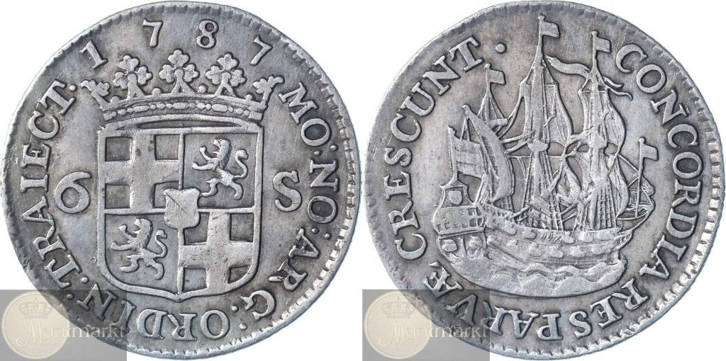 Utrecht - Scheepjesschelling 6 Stuivers 1787 - ZELDZAAM, Postzegels en Munten, Vóór koninkrijk, Zilver, Losse munt, Overige waardes