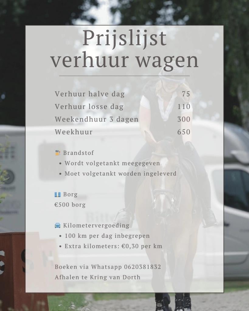 Paardenvrachtwagentje B rijbewijs te huur