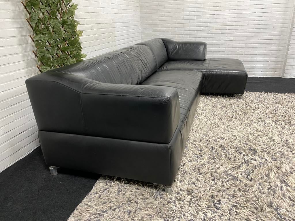 Leolux Faya Lobi - zwart leder - Gratis Levering, Gebruikt, Design, 300 cm of meer, 75 tot 100 cm
