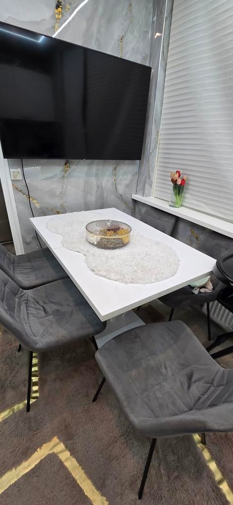 Eettafel met 4 stoelen, Huis en Inrichting, Stoelen, Gebruikt, Ophalen of Verzenden