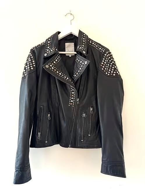 GOOSECRAFT schitterend leer jack zwart studs mt 36-38 CHCS, Kleding | Dames, Goosecraft, Zwart, Ophalen of Verzenden, Zo goed als nieuw