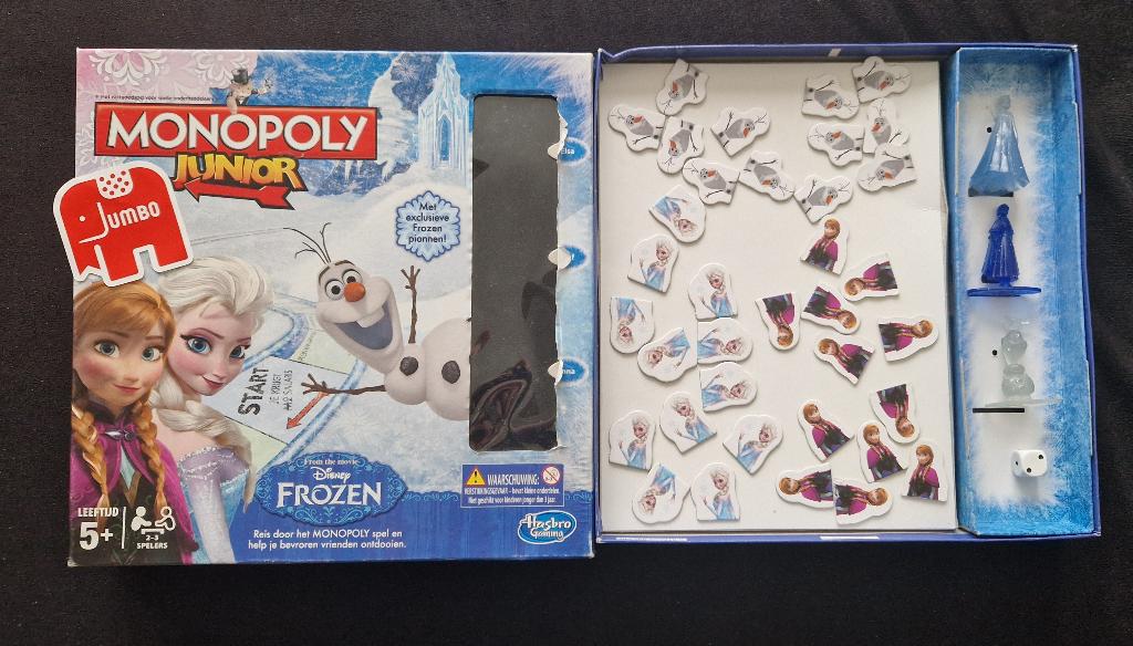 Monopoly Junior Frozen Disney spel jumbo (Elsa, Anna Olaf), Een of twee spelers, Ophalen, Gebruikt, Jumbo