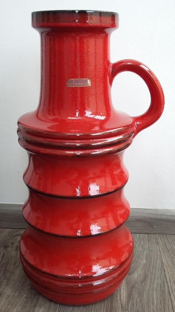 1960 Rood Space Age Pop Art Kruik Vaas SCHEURICH Keramik