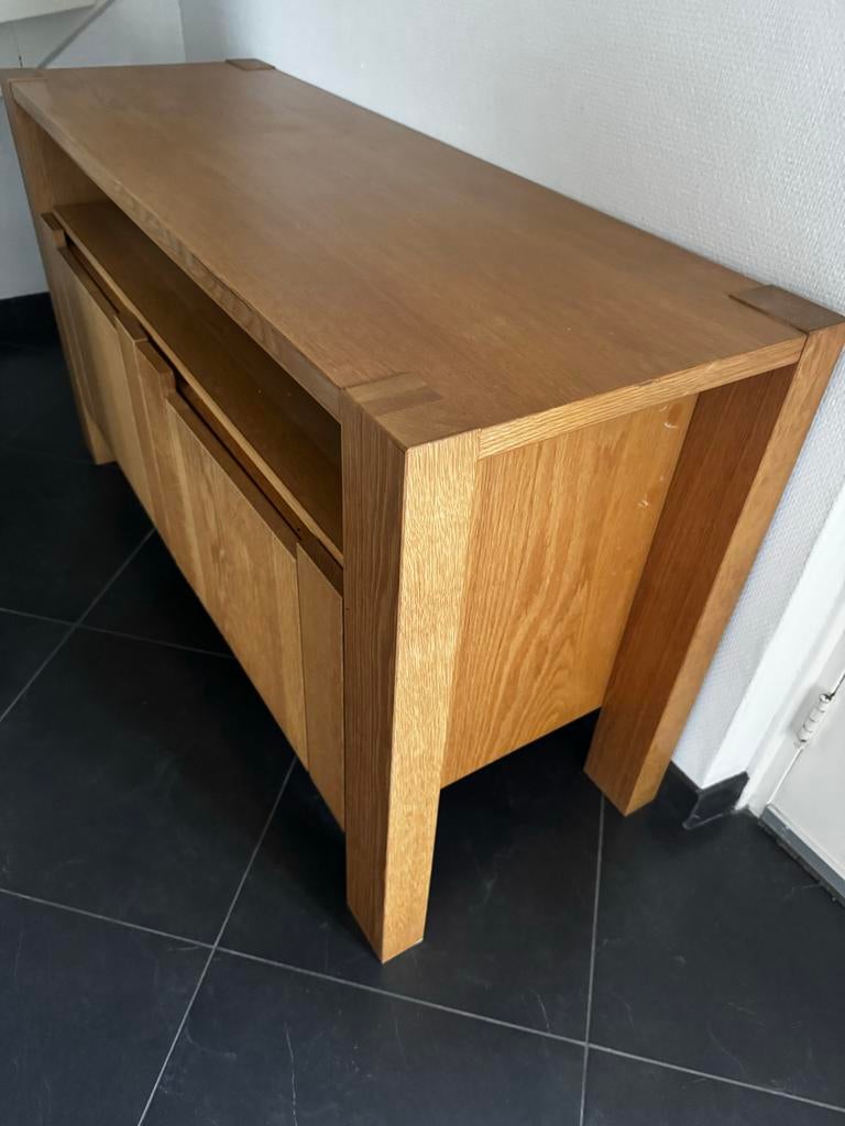 Mooie TV Audio Meubel in goede staat 130x45x72 cm, Ophalen, Gebruikt, 100 tot 150 cm, Eikenhout