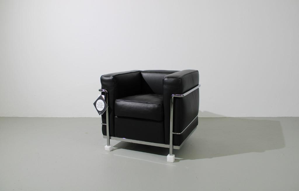 Cassina LC 2 fauteuils, zwart leer, nieuw, Ophalen, Nieuw, 75 tot 100 cm, Leer