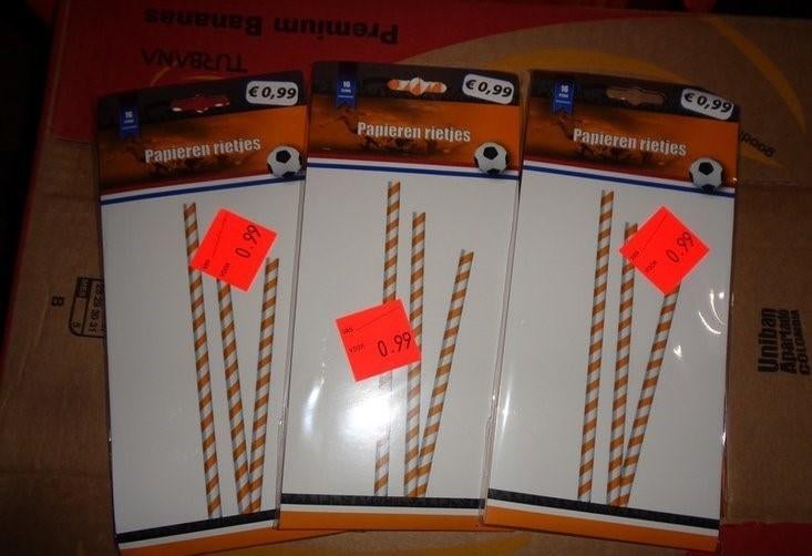 PARTIJ PAPIEREN RIETJES ORANJE WIT PER 16 STUKS, ., Nieuw, Ophalen of Verzenden, .