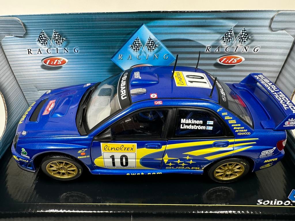 SUBARU IMPREZA WRC #10 MÄKINEN RALLY MONTE CARLO 2002 SOLIDO, Ophalen of Verzenden, Zo goed als nieuw, Auto, Solido