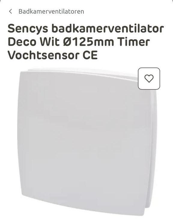 Sencys badkamerventilator met vochtsensor, Ophalen, Zo goed als nieuw, Afzuiger