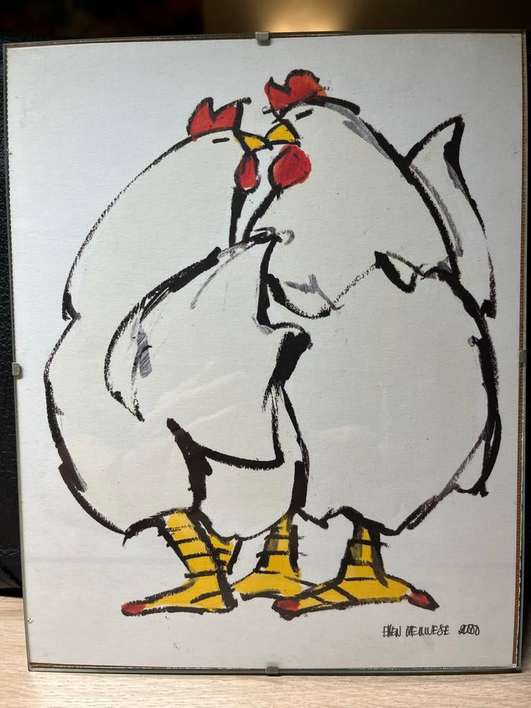 Kippen van Ellen Meuwese, Antiek en Kunst, Kunst | Tekeningen en Foto's, Ophalen of Verzenden