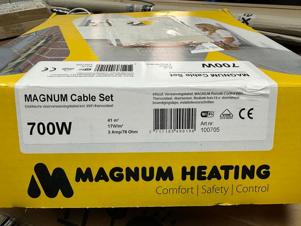 Magnum Cable Set - Elektrische vloerverwarming met thermosta, Thermostaat, Minder dan 30 cm, Hoog rendement (Hr), Nieuw