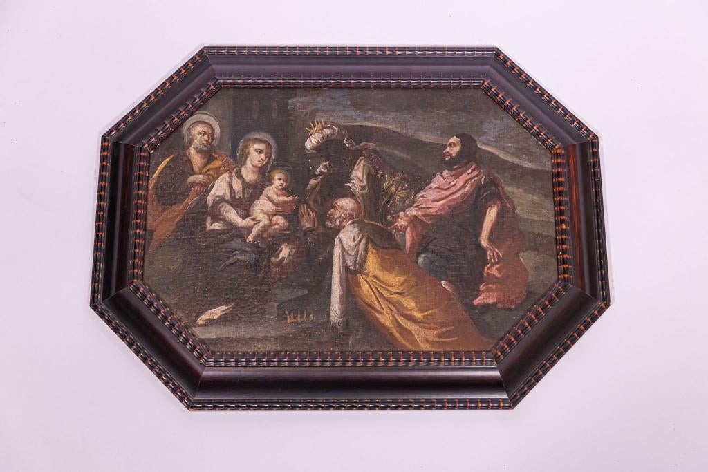 18e -eeuws schilderij Venetië aanbidding 3 koningen, Antiek en Kunst, Kunst | Schilderijen | Klassiek, Ophalen