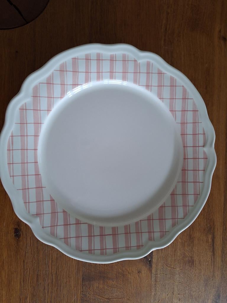Mooie onderborden met rose ruit 32 cm, 8 x, Ophalen, Zo goed als nieuw, Keramiek, Overige stijlen