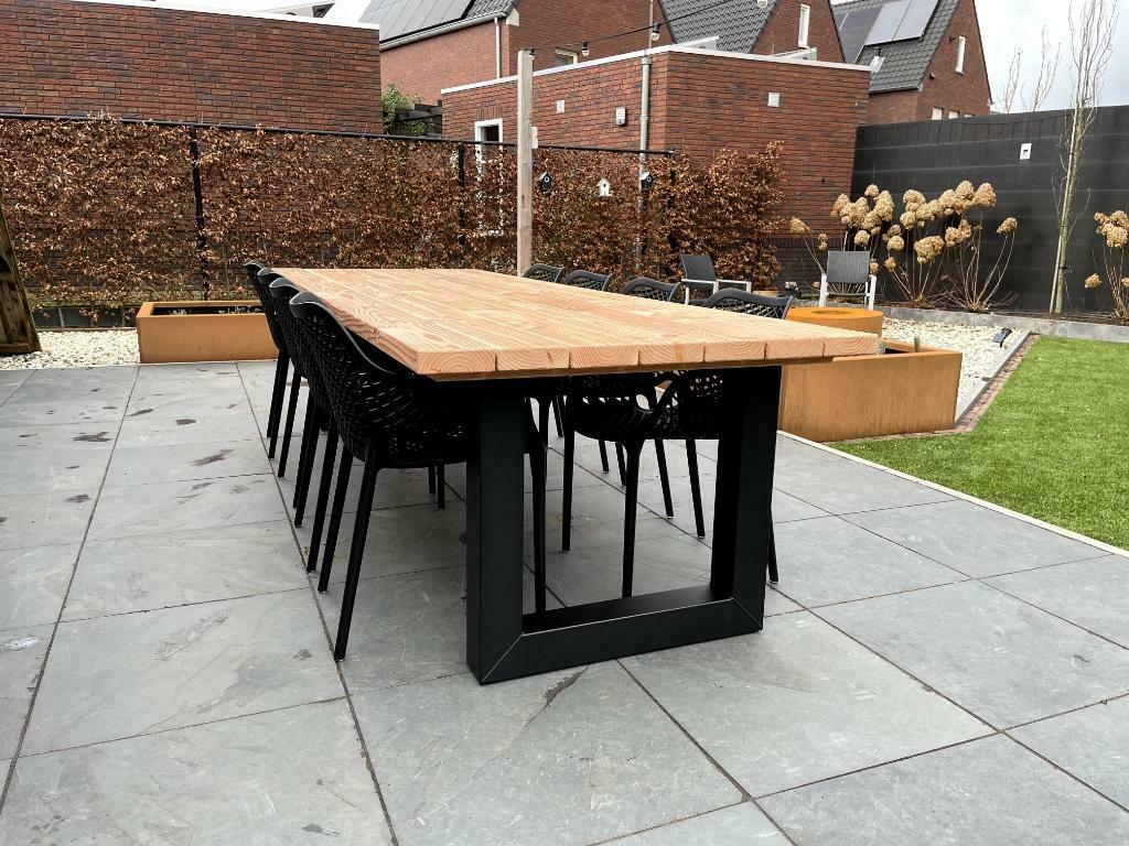 Moderne Tuintafel Douglas + Stalen Poten | Duumaa Tafels, Ophalen of Verzenden, Nieuw, Rechthoekig, Hout