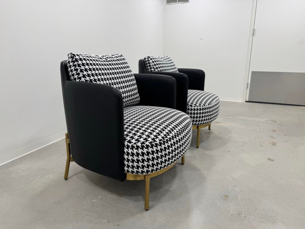 Moderne Houndstooth Accentstoel (set) - Zo Goed Als Nieuw!, Ophalen, Minder dan 75 cm, Zo goed als nieuw, Stof